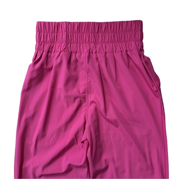 New In Neon Pink High Rise Smocked Ruche Elastic Waist Joggers Sz Large - Picture 4 of 10